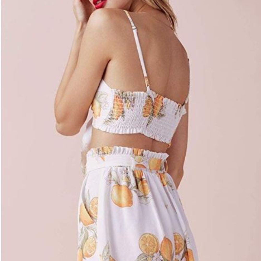 For Love and Lemons Lemonade Tie Front Crop Top